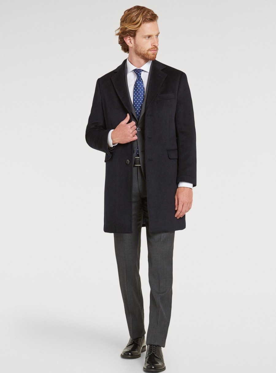 Abbigliamento Spada Roma | Cappotto Monopetto In Misto Cashmere Blu