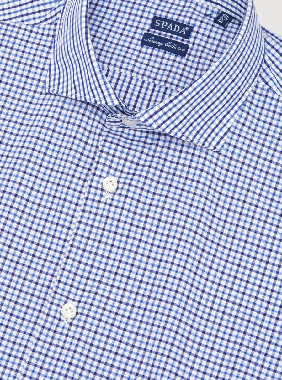 Abbigliamento Spada Roma | Camicia In Cotone A Quadretti Blu