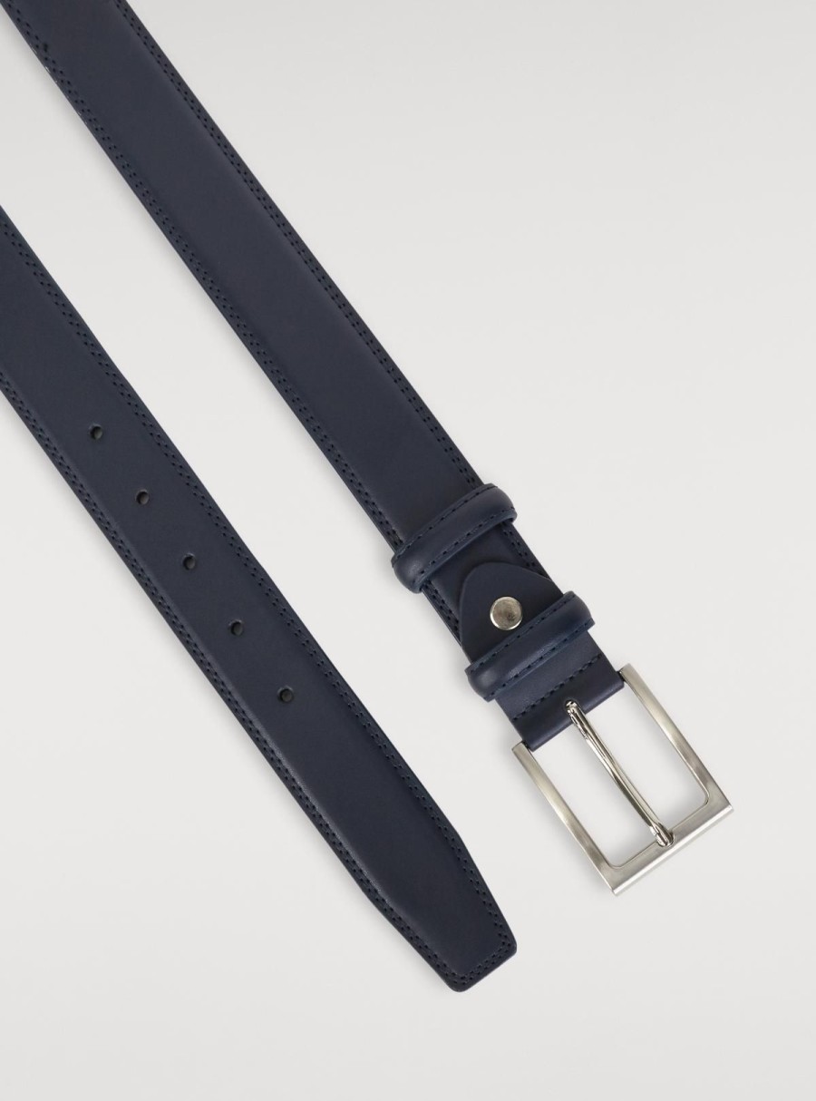 Accessori Spada Roma | Cintura Classica In Pelle Blu Navy