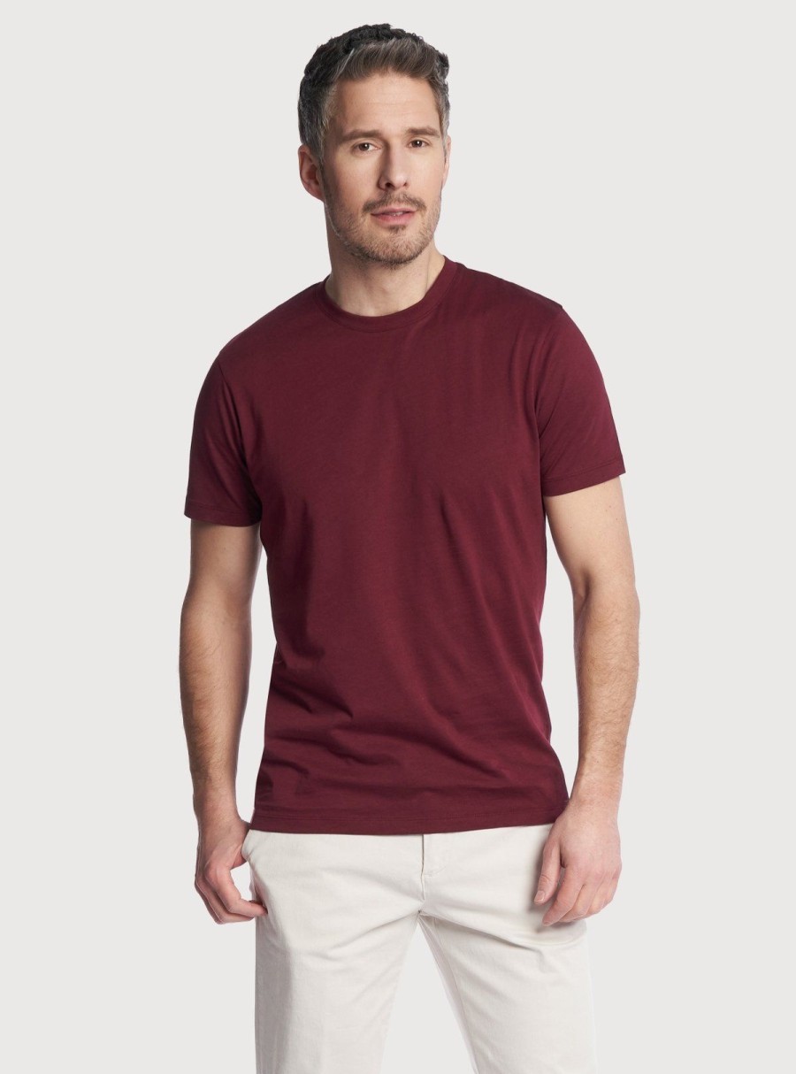 Abbigliamento Spada Roma | T-Shirt In Cotone Tinta Unita Bordeaux