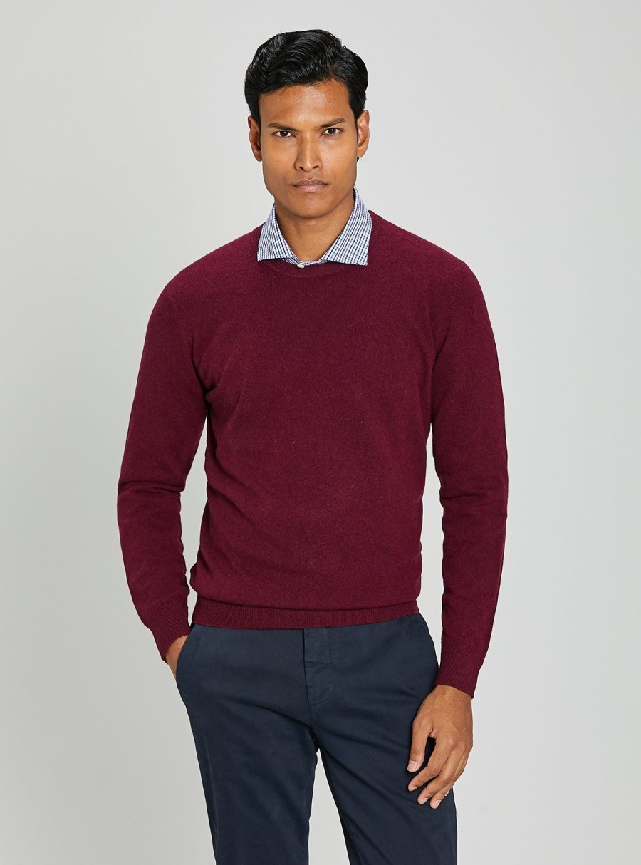 Abbigliamento Spada Roma | Maglia Girocollo In Misto Cashmere Bordeaux