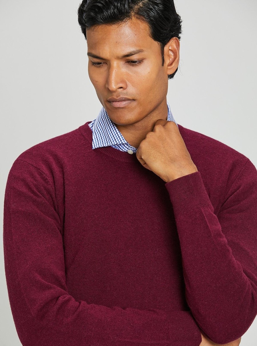 Abbigliamento Spada Roma | Maglia Girocollo In Misto Cashmere Bordeaux