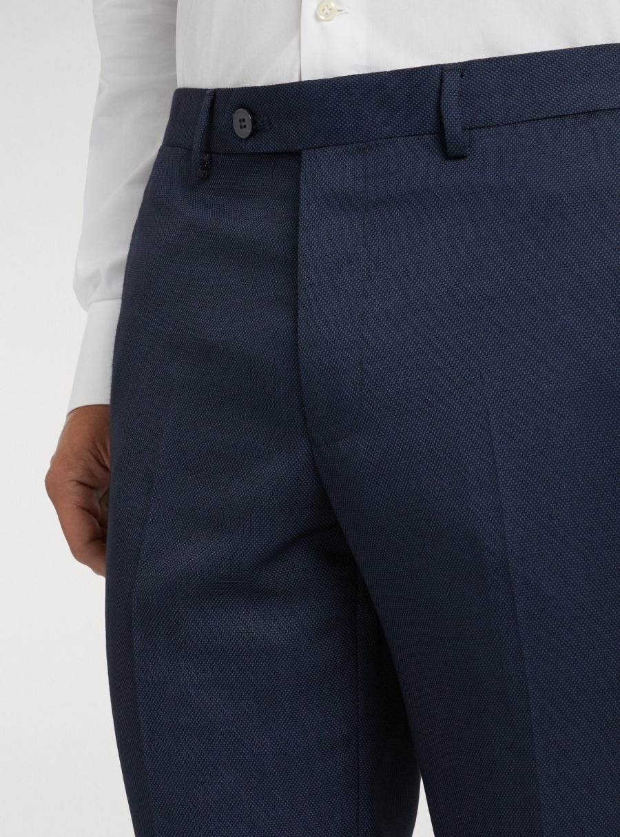 Abbigliamento Spada Roma | Pantaloni Per Abito Trama Occhio Di Pernice Regular Blu